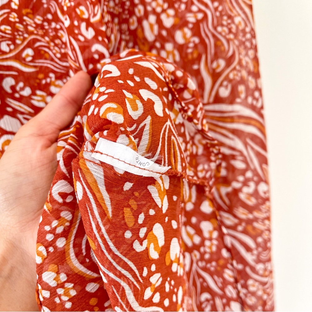 Anthropologie Sheer Printed Peasant Blouse - Picture 7 of 7
